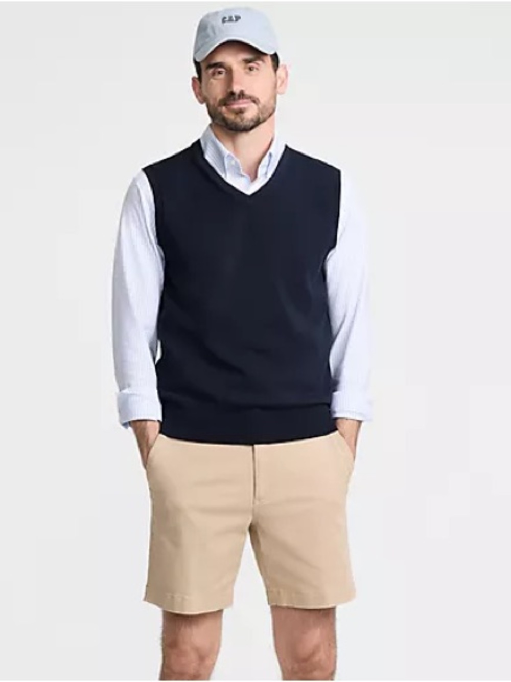 NWT Slazenger Golf Collection Dark Midnight Navy Blue Cotton V Neck Sweater Vest